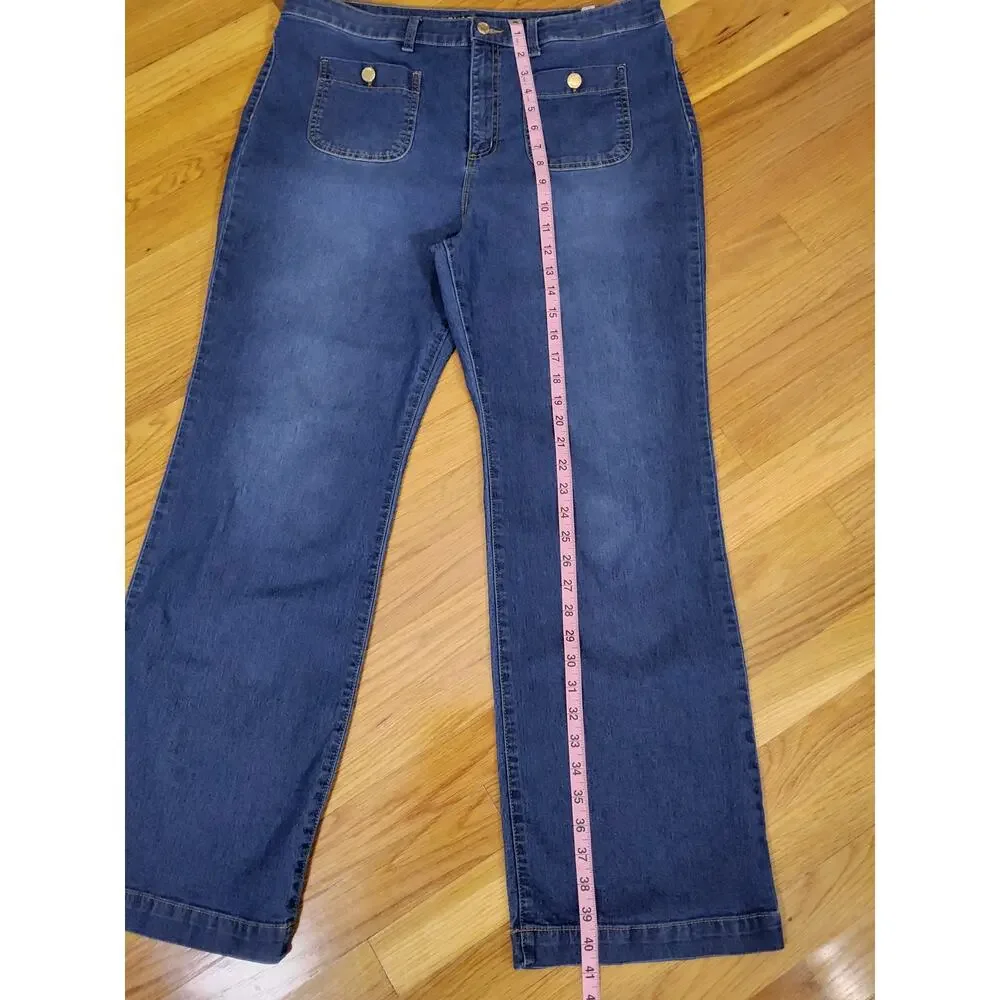 Michael Kors High Rise Relaxed Straight Leg Women’s 16 Blue Denim Utility Pocket
